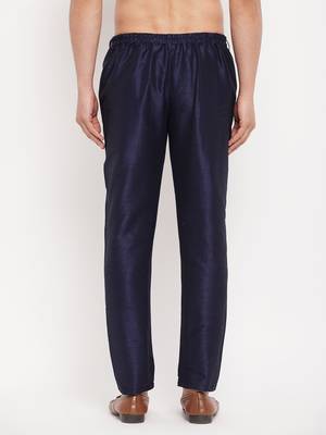 Navy Blue Silk Blend Pant Style Pyjama 3