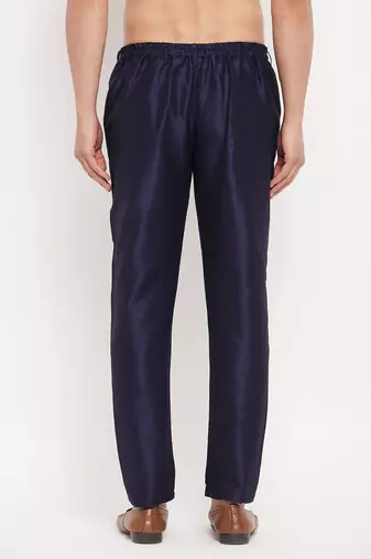Navy Blue Silk Blend Pant Style Pyjama