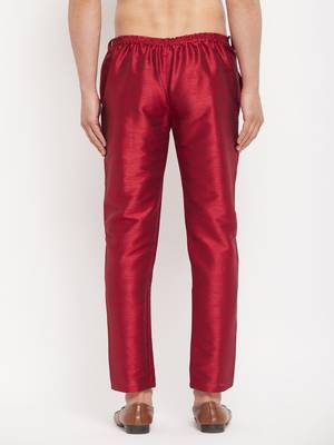 Maroon Silk Blend Pant Style Pyjama 3