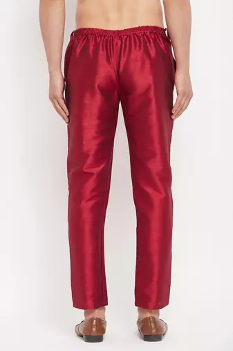 Maroon Silk Blend Pant Style Pyjama