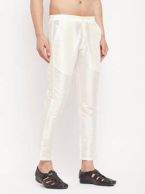 Cream Silk Blend Pant Style Pyjama 2