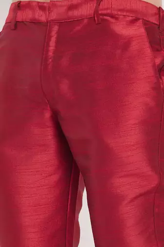 Maroon Silk Blend Pant Style Pyjama