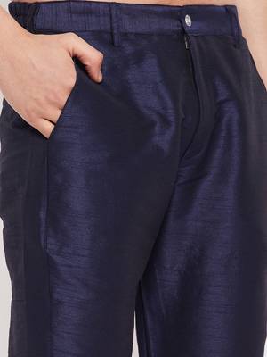 Navy Blue Silk Blend Pant Style Pyjama 4