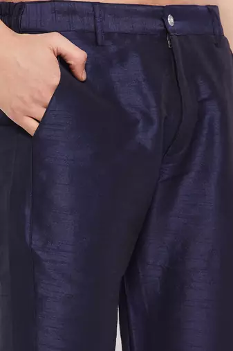 Navy Blue Silk Blend Pant Style Pyjama