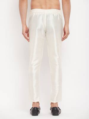 Cream Silk Blend Pant Style Pyjama 3
