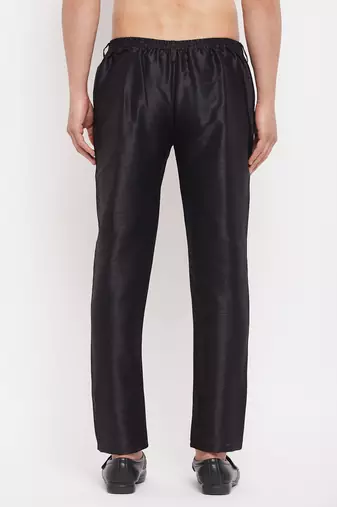 Black Silk Blend Pant Style Pyjama