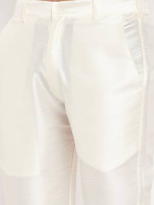 Cream Silk Blend Pant Style Pyjama 4