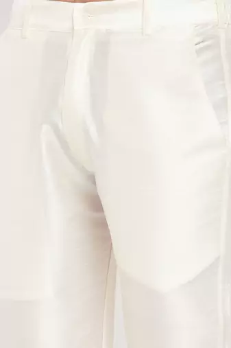 Cream Silk Blend Pant Style Pyjama