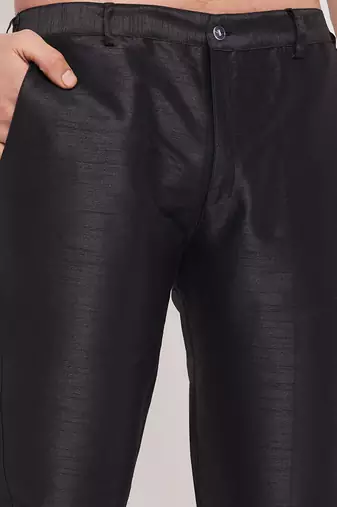 Black Silk Blend Pant Style Pyjama