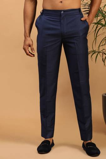 Men'S Navy Blue Viscose Pant Style Pyjama