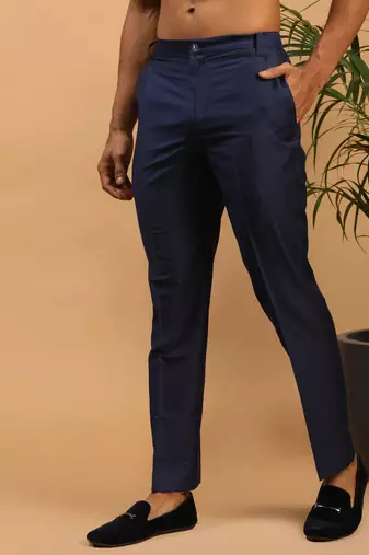 Navy Blue Viscose Pant Style Pyjama