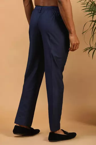 Navy Blue Viscose Pant Style Pyjama