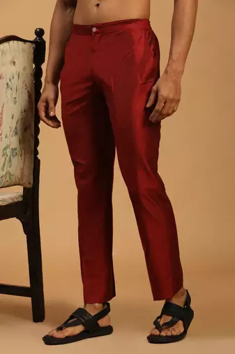 Maroon Viscose Pant Style Pyjama
