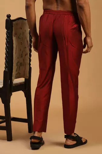 Maroon Viscose Pant Style Pyjama