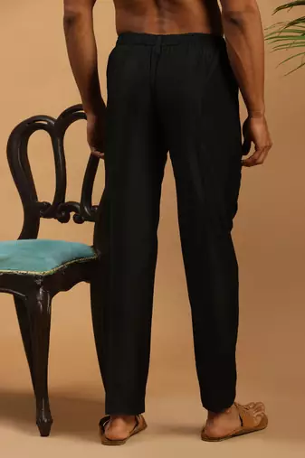 Black Viscose Plain Formal Pant