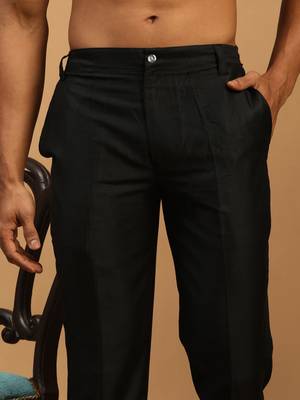 Black Viscose Plain Formal Pant 4