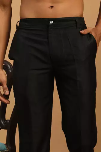 Black Viscose Plain Formal Pant