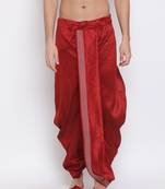 Regal Maroon Silk Blend Embroidered Dhoti Pant for Men