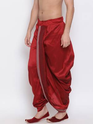 Regal Maroon Silk Blend Embroidered Dhoti Pant for Men 2