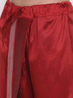 Regal Maroon Silk Blend Embroidered Dhoti Pant for Men 3