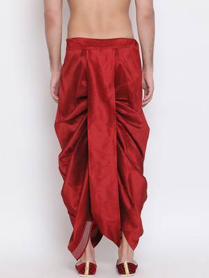 Regal Maroon Silk Blend Embroidered Dhoti Pant for Men 4