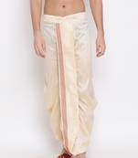 Gold Silk Embroidered Traditional Dhoti for Men