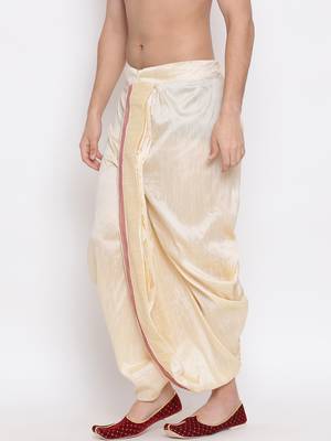 Gold Silk Embroidered Traditional Dhoti for Men 2