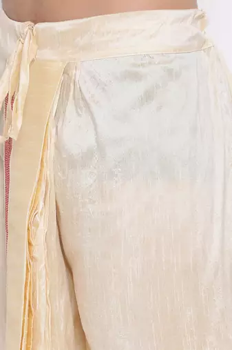 Gold Silk Embroidered Traditional Dhoti for Men
