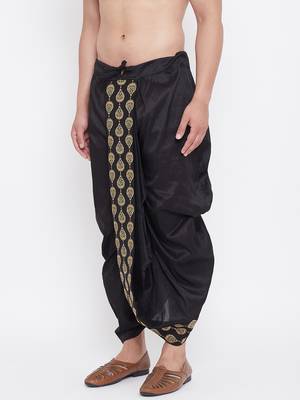Black Silk Blend Embroidered Dhoti 2