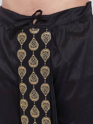 Black Silk Blend Embroidered Dhoti 3