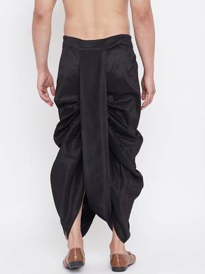 Black Silk Blend Embroidered Dhoti 4
