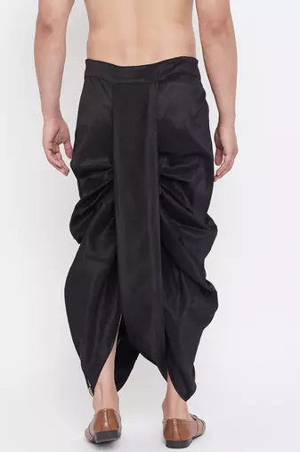 Black Silk Blend Embroidered Dhoti