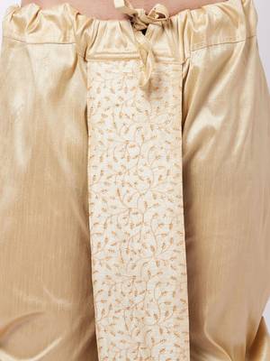 Men'S Gold Silk Blend Embroidered Dhoti 4