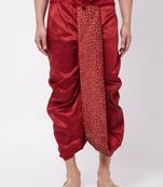 Men'S Maroon Silk Blend Embroidered Dhoti