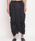 Black Blended Cotton Plain Stitched Dhoti 