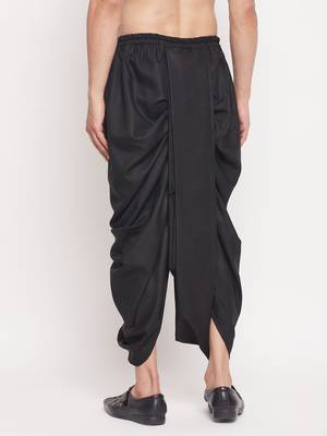 Black Blended Cotton Plain Stitched Dhoti  3