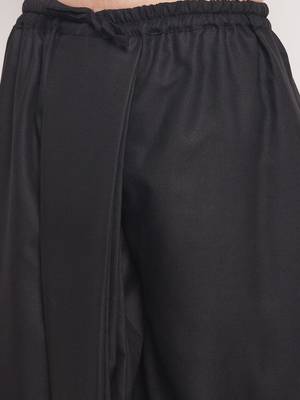 Black Blended Cotton Plain Stitched Dhoti  4