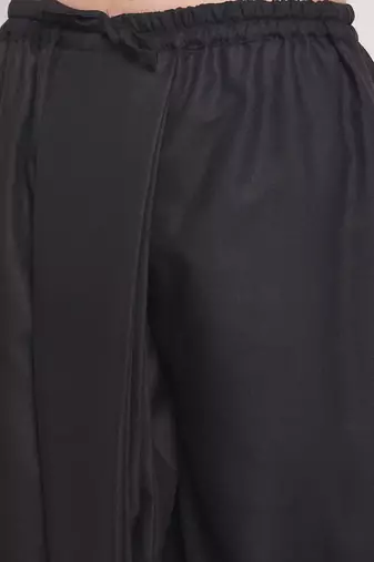 Black Blended Cotton Plain Stitched Dhoti 