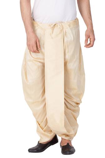Men'S Gold Silk Blend Dhoti