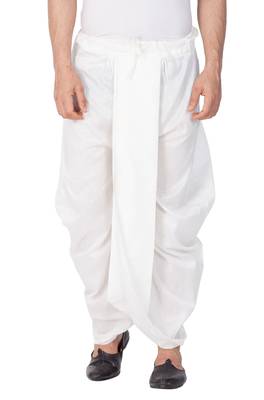 White Silk Blend Dhoti 1