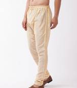 Vastramay men's gold silk blend embroidered pyjama