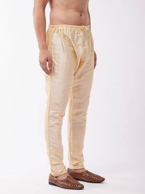 Vastramay men's gold silk blend embroidered pyjama 2