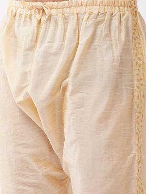 Vastramay men's gold silk blend embroidered pyjama 4