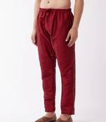 Men'S Maroon Silk Blend Embroidered Pyjama