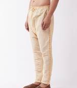 Vastramay men's gold silk blend embroidered pyjama