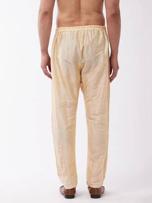 Vastramay men's gold silk blend embroidered pyjama 3
