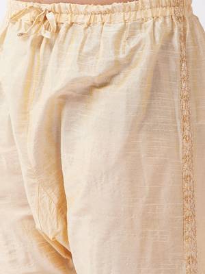 Vastramay men's gold silk blend embroidered pyjama 4