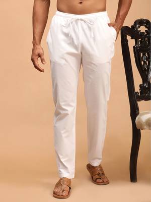 White Cotton Plain Pajama 1