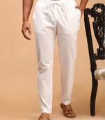White Cotton Plain Pajama