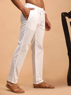 White Cotton Plain Pajama 2